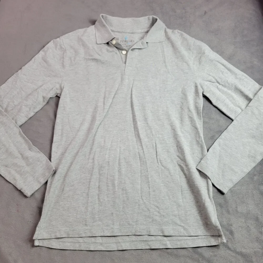 Crewcuts Shirt Boys 14 Grey Solid 100% Cotton Long Sleeve Uniform Collared Top